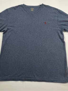 Polo Ralph Lauren Blue Heather V Neck Tee Red Pony Mens M